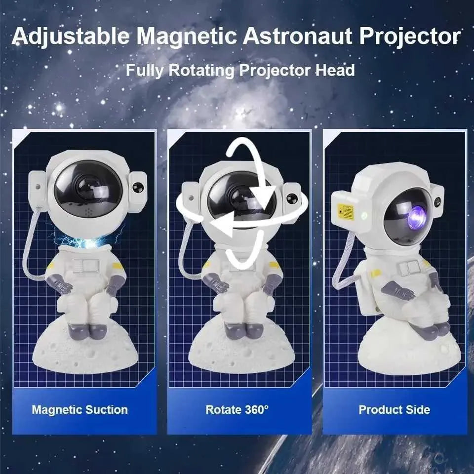 Magnetic astronaut projector head rotates 360 degrees